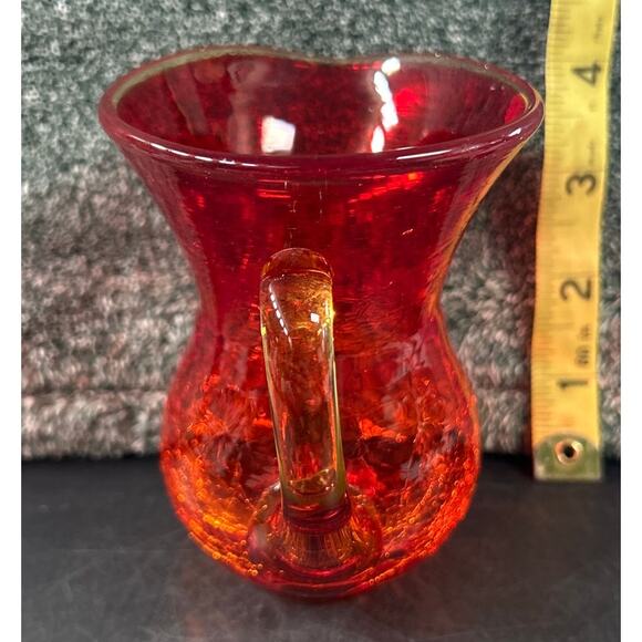 Miniature Blenko Handblown Crackle Glass Pitcher Vintage - Picture 4 of 9